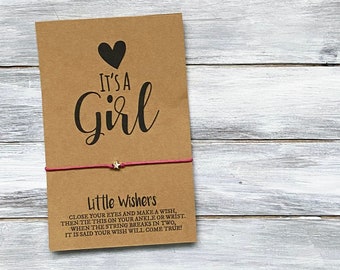 É uma menina - revelação de gênero - lembrancinha para chá de bebê - presente para chá de bebê - lembrancinha para festa - pulseira de desejos - futura mamãe - amizade - menina
