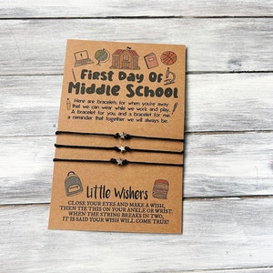 First Day of Middle School Bracelets - School Anxiety - Mommy & Me Bracelets - Wish Bracelets - Back to School - Teen Separation Anxiety