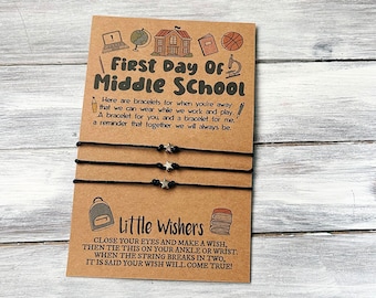 First Day of Middle School Bracelets - School Anxiety - Mommy & Me Bracelets - Wish Bracelets - Back to School - Teen Separation Anxiety