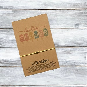 Hola verano - Pulsera de los deseos - Paletas de helado - Fiesta de verano - Regalo para niños - Pulsera de los deseos de verano - Recuerdo de fiesta - Campamento de verano - Diversión de verano para niños