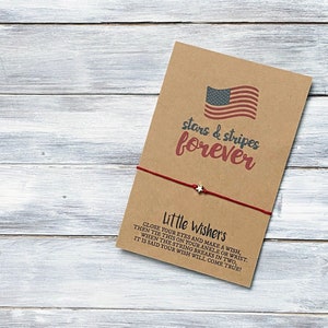 Stars & Stripes Forever - Bracelet de souhait patriotique - Bracelet de souhait USA - 4 juillet - Memorial Day - Été - Party Favors - Make A Wish