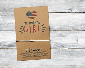 American Girl - Patriotisches Wunscharmband - USA Wunscharmband - 4. Juli - Gedenktag - Sommer - Party-Favoriten - Patriotic Kids Armband
