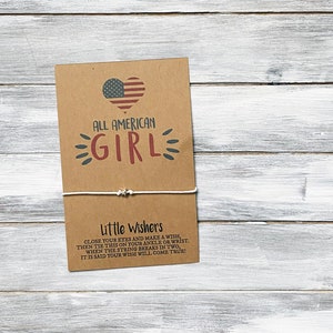 American Girl - Patriotic Wish Bracelet - USA Wish Bracelet - 4 juli - Memorial Day - Zomer - Party Favors - Patriotic Kids Bracelet