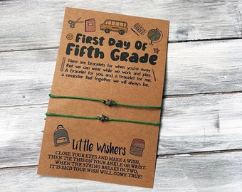 First Day of School Bracelets - First Day of 5th Grade - Mommy & Me Bracelets - Wish Bracelets - Back to School - Kids Separation Anxiety
