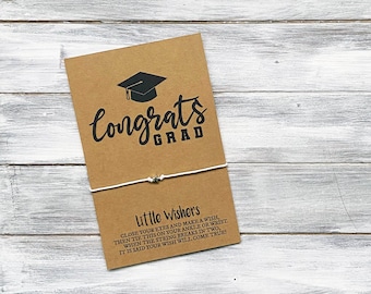 Felicidades Grad - Pulsera de deseo - Favor de fiesta de graduación - Regalo de graduación - Graduación de jardín de infantes - Clase de 2021 - Tarjeta de graduación