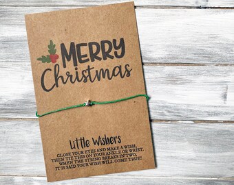 Merry Christmas - Christmas Wish Bracelet - Stocking Stuffer - Christmas Gift - Christmas Bracelet - Christmas Card - Holiday Gift