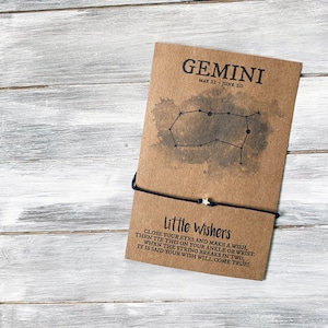 Wunsch Armband - Gemini Sternzeichen - Geburtstagsgeschenk - Juni Geburtstag - Mai Geburtstag - Astrologie - Sternzeichen - Geburtstagswunsch