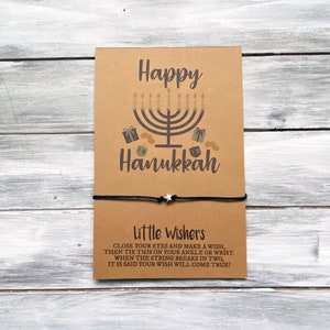 Joyeux Hanoukka - Bracelet de vœux - Cadeau pour enfants Hanoukka - Carte Hanoukka - Souhait de Hanoukka - Bracelet d’amitié - Chanukah