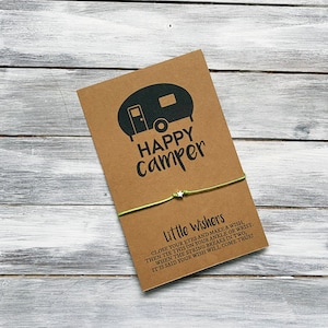 Happy Camper - Pulsera de deseos - Camping - Recuerdos de verano - Pulsera de campamento - Party Favor - Aire libre - Aventura - Camper Travel