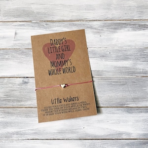 Bracelet Wish fille - La petite fille de papa et le monde entier de maman - Cadeau fille - Carte fille - Cadeau anniversaire