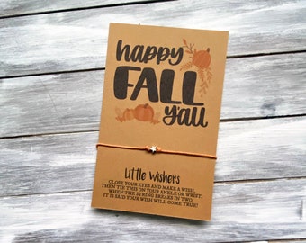 Wish Bracelet - Happy Fall Y'all - Fall Jewelry - Thanksgiving - Friendsgiving - Kids Thanksgiving - Autumn - Friendship Bracelet - BFF Gift