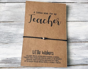 Teacher Wish Bracelet -  Teacher Appreciation Gift - A Little Wish For My Teacher - Teacher Gift - Teacher Card - Back To School