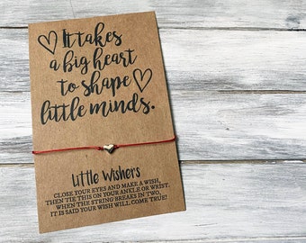 Armband wens leraar - cadeau leraar waardering - It Takes A Big Heart To Shape Little Minds - Cadeau leraar - Lerarenkaart
