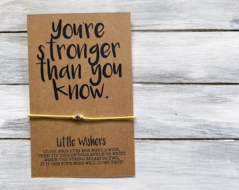 Pulsera de deseos inspiradores: "Eres más fuerte de lo que crees" - Regalo motivacional - Pulsera de la amistad - Superar la depresión - Ánimo