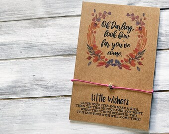 Inspirational Wish Bracelet - Oh Darling, Look How Far You've Come - Motivational Gift - Friendship Bracelet - Inspirational Card