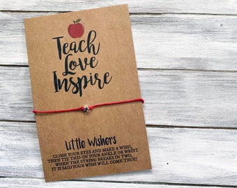 Teacher Wish Bracelet -  Teacher Appreciation Gift - Teach Love Inspire - Teacher Gift - Teacher Card - Teacher Bracelet - Back To School