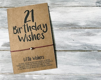 21st Birthday - Wish Bracelet - 21 Birthday Wishes - 21st Birthday Card - Happy Bithday - 21st Birthday Gift - 21st Birthday Party Favors
