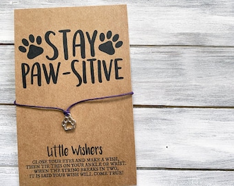 Pulsera de deseos - Mantente activo - Veterinario - Técnico veterinario - Mascota rescatada - Pulsera con huella de pata - Pulsera de adopción de mascotas