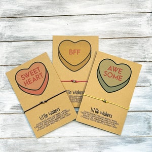 Bracelet de vœux de Saint-Valentin - Conversation Hearts - Enfants Valentins - BFF - Bracelets d’amitié - Valentine’s Candy Hearts - Galentine’s