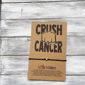 Aplastar el cáncer - Estímulo - Regalo de apoyo para el cáncer - Concientización sobre el cáncer de mama - Pulsera de deseo - Sobreviviente de cáncer - Chemo Encouragement