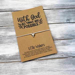 With God All Things Are Possible - Christian Gift - Friendship Wish Bracelet - Encouragement - Inspirational Gift - Faith - Religious Gift