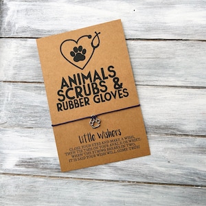 Animali, camici e guanti di gomma - Braccialetto dei desideri - Regalo per tecnico veterinario - Veterinario - Settimana di apprezzamento per il tecnico veterinario - Ricevimento veterinario - Vet Card