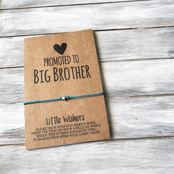 Promoted To Big Brother - Wish Bracelet - Big Brother Gift - Brother To Be - Future Big Brother - New Sibling Gift - Pregnancy Announcement