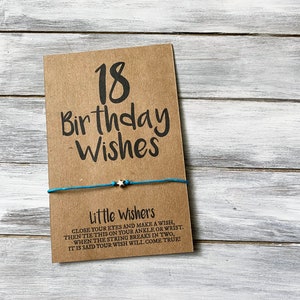 Pulseira de desejos de 18 anos - Lembrancinhas de 18 anos - Desejos de 18 anos - Feliz aniversário - Cartão de 18 anos - Pulseira de 18 anos