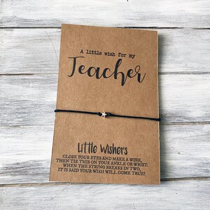 Lehrer Wunsch Armband - Lehrer Wertschätzung Geschenk - Ein kleiner Wunsch für meinen Lehrer - Lehrer Geschenk - Lehrer Karte - Zurück in der Schule