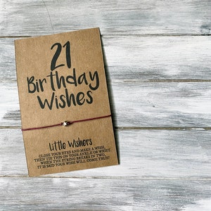 21. Geburtstag - Wunscharmband - 21 Geburtstagswünsche - 21. Geburtstag Karte - Happy Bithday - 21. Geburtstag Geschenk - 21. Geburtstag Gastgeschenke