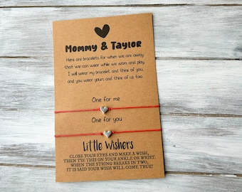 Mommy & Me Bracelet Set - Kids Separation Anxiety - Comfort Bracelet - Back to School - Wish Bracelet - Missing Mommy - Personalized