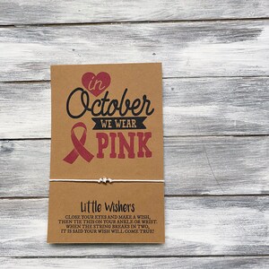 Pulsera contra el cáncer de mama - En octubre usamos rosa - Mes de concientización sobre el cáncer de mama - Regalo de apoyo al cáncer - Sobreviviente de cáncer - Pulsera de deseo