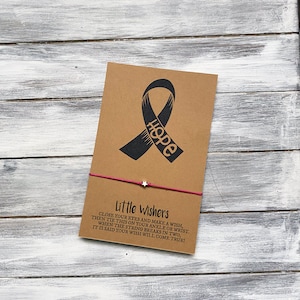 Regalo de apoyo al cáncer - Cinta de concientización sobre el cáncer - Esperanza de una cura - Pulsera de deseos - Sobreviviente del cáncer - Apoyo a la quimioterapia - Fomento del cáncer