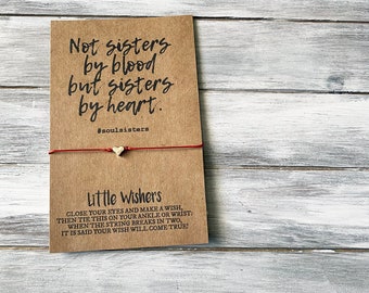 Friend Wish Bracelet - Not Sisters By Blood But Sisters By Heart - Soul Sisters - Friendship Bracelet - Best Friends - Best Friend Gift