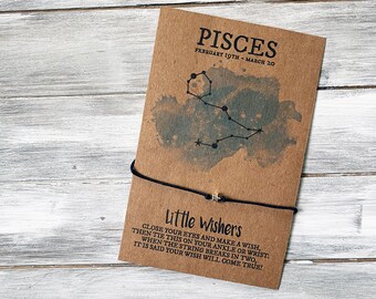 Pisces Wish Bracelet - Pisces Constellation - Birthday Gift - February Birthday - March Birthday - Astrology - Zodiac Sign - Birthday Wish