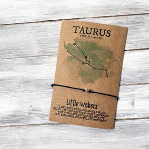 Stier Wunsch Armband - Stier Konstellation - Geburtstagsgeschenk - April Geburtstag - Mai Geburtstag - Astrologie - Sternzeichen - Geburtstagswunsch