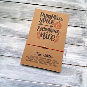 Pumpkin Spice & Everything Nice - Bransoletka z życzeniami jesiennymi - Biżuteria jesienna - PSL - Prezent na Święto Dziękczynienia - Halloween - Bransoletka przyjaźni - Dla niej