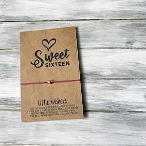 Sweet Sixteen - wensarmband - 16e verjaardag - 16 verjaardagswensen - 16e verjaardagsfeestje gunsten - gelukkige verjaardag - 16e verjaardagskaart