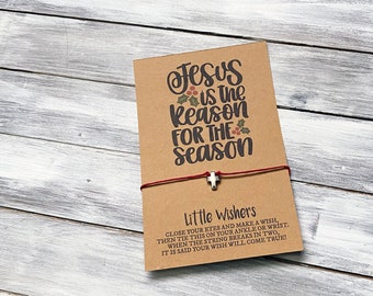 Merry Christmas - Jesus Is The Reason For The Season - Wish Bracelet - Stocking Stuffer - Christmas Card - Christian - Christmas Gift