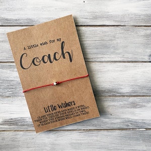 Pulsera de deseo de entrenador - Regalo de agradecimiento al entrenador - Un pequeño deseo para mi entrenador - Regalo de entrenador - Tarjeta de entrenador - Entrenador de porristas - Entrenador de softbol