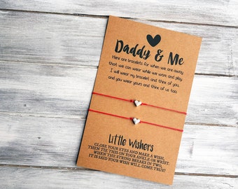 Set di braccialetti Papà e Figlia - Per alleviare l'ansia da separazione dei bambini - Braccialetto confortante - Ritorno a scuola - Braccialetto dei desideri - Partenza - Set Papà e Figlia