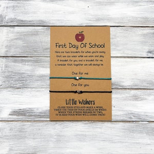 First Day Of School Bracelet - Mommy & Me Bracelets - Wish Bracelets - Back To School - Kids Seperation Anxiety - Kindergarten - Preschool