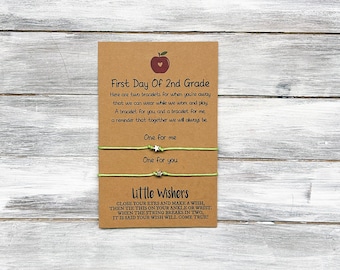 First Day Of 2nd Grade - First Day of School Bracelet - Mommy & Me Bracelets - Wish Bracelets - Back To School - Kids Separation Anxiety