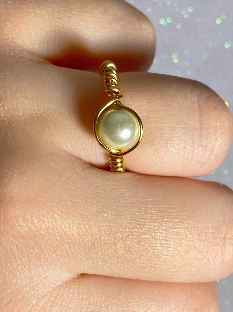 Wire Wrapped Rings Marble Rings Peral Rings Gold Silver Etsy