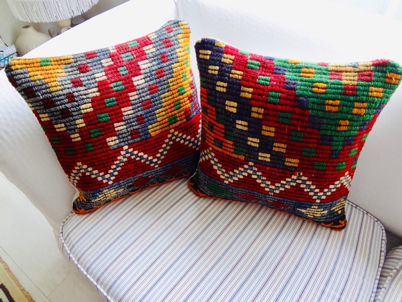 Kilim Cushion Case 16\u00d716 Turkish Kilim Rug Pillow Cover Couch,Sofa #01567 Bohemian Handwoven Cushion Cover Throw Boho Floor Ethnic
