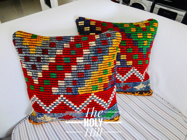 Kilim Cushion Case 16\u00d716 Turkish Kilim Rug Pillow Cover Couch,Sofa #01567 Bohemian Handwoven Cushion Cover Throw Boho Floor Ethnic