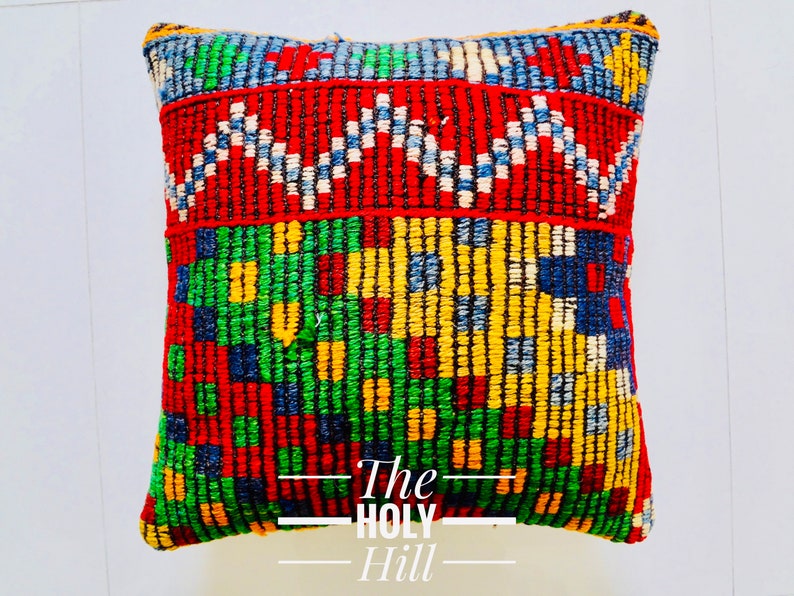 Rug Cushion Case Sofa Kilim Cushion Case Throw Couch Ethnic Floor #0128 Boho Rug Pillow Cover Handwoven Turkish Kilim Pillow Cover