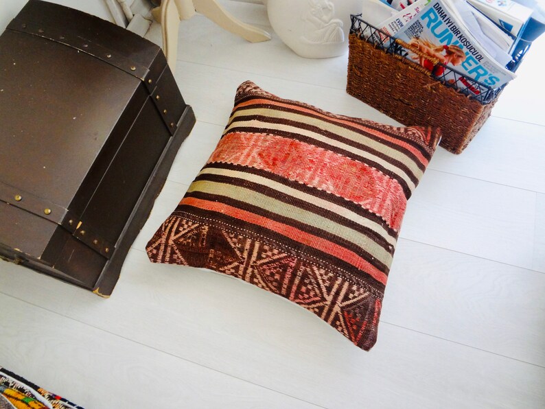 Rug Pillow Case Rug Cushion Case Turkish Kilim Pillow Rug Cover Kilim Cushion Cover 20\u00d720 Kilim Cushion Case L136 Kilim Pillow Cover