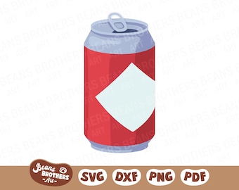Soda Can SVG, Layered Aluminum Pop Top PNG DXF Cricut Cut Files Canva Clipart