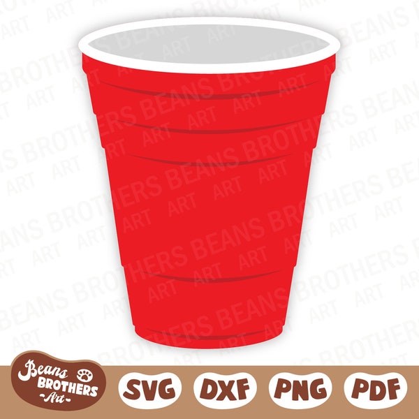 Red Solo Cup Plastic Party Beer Pong Beverage Cup - Layered SVG PNG DXF Cricut Cut Files Clipart